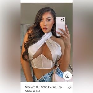 Champagne Satin Corset Crop top from Fashion Nova